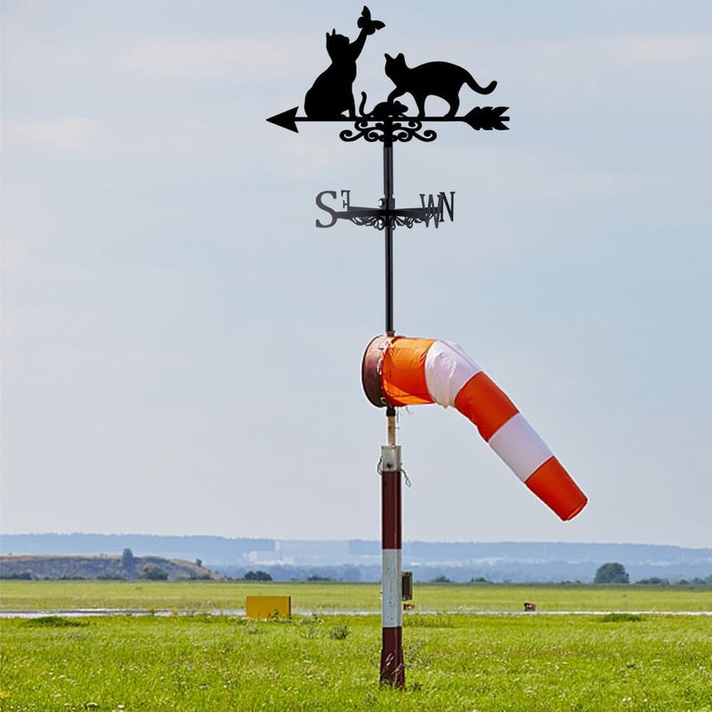 SUPERDANT Cats Weather Vane Cat Butterfly Wind Vanes for Yard Meadow Metal Weathervane Roof Mount for Gardens Outside Black Weathervanes Farmhouse Farm Barn Sheds Patio Decorations Gifts - Image 5