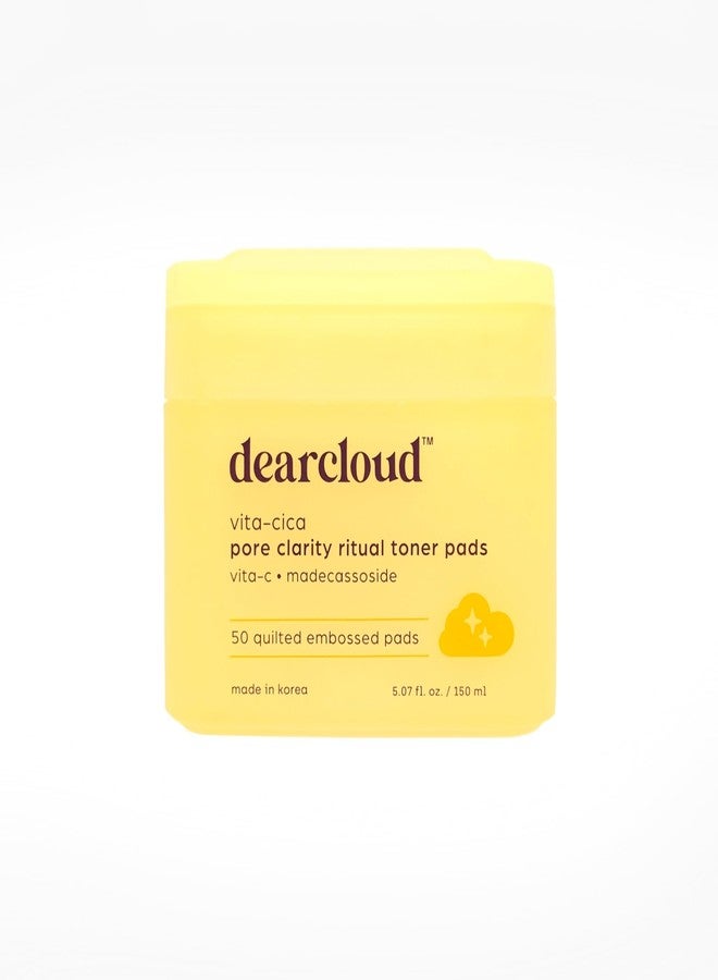 dearcloud Vita-Cica Pore Clarity Toner Pads - Korean Skin Care Toner for Face - Embossed Pore Pads with Vitamin C, Madecassoside and Salicylic Acid (50 Count) - Image 1