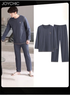 New Style Spring and Autumn Winter Men's Pajamas Modal Skin-friendly Long Sleeve Youth Home Sleepwear Comfortable Breathable Loungewear Dark Grey
