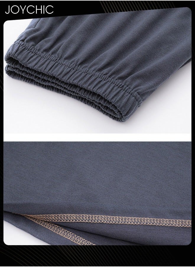 NIBEMINENT - New Style Spring and Autumn Winter Men's Pajamas Modal Skin-friendly Long Sleeve Youth Home Sleepwear Comfortable Breathable Loungewear Dark Grey - Image 1
