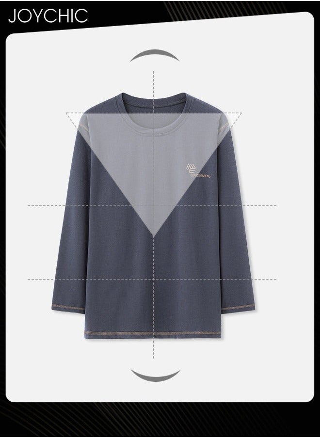 NIBEMINENT - New Style Spring and Autumn Winter Men's Pajamas Modal Skin-friendly Long Sleeve Youth Home Sleepwear Comfortable Breathable Loungewear Dark Grey - Image 1