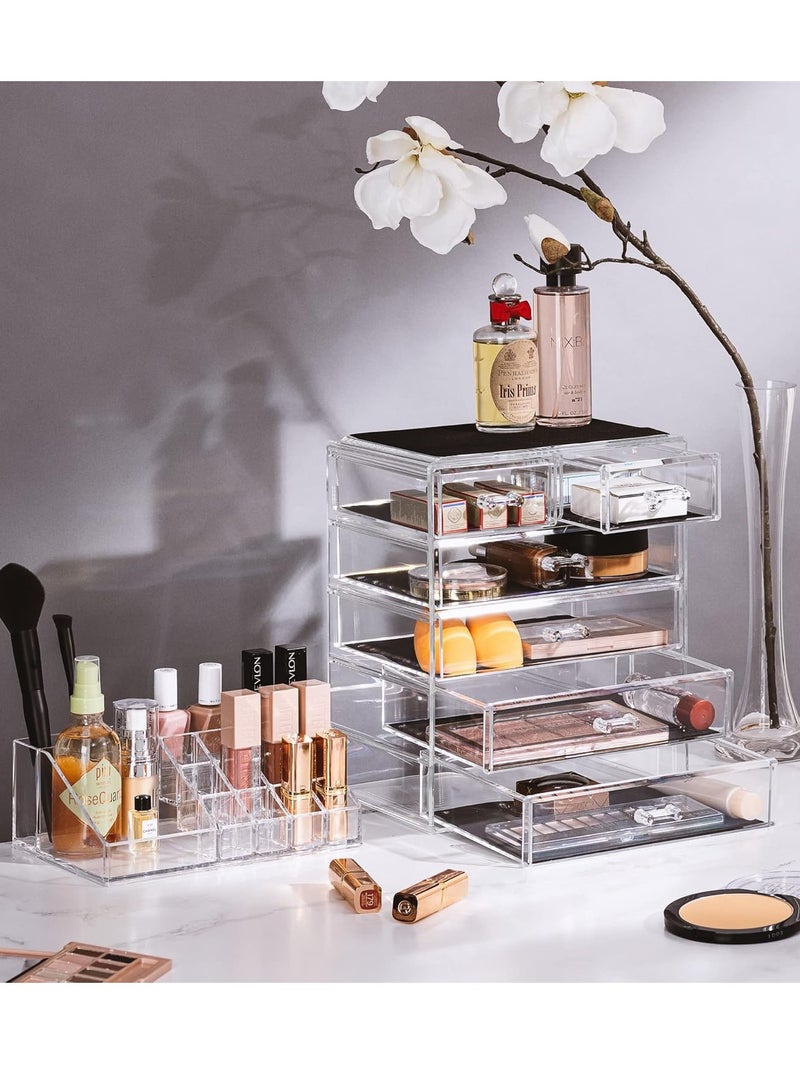 Sorbus Acrylic Makeup Organizer Set, 6-Drawer Vanity & Countertop Cosmetic Storage with Small & Wide Compartments, Clear Makeup Storage for Brushes, Lipsticks, Jewelry â€“ Holiday Gift for Women & Teens - Image 3