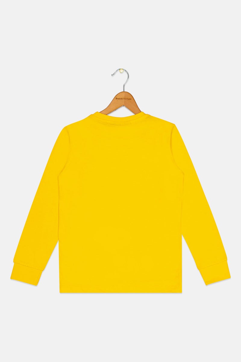 Hamleys x Peanuts Kids Boy Crew Neck Graphic Print Long Sleeve T-Shirt, Yellow - Image 3