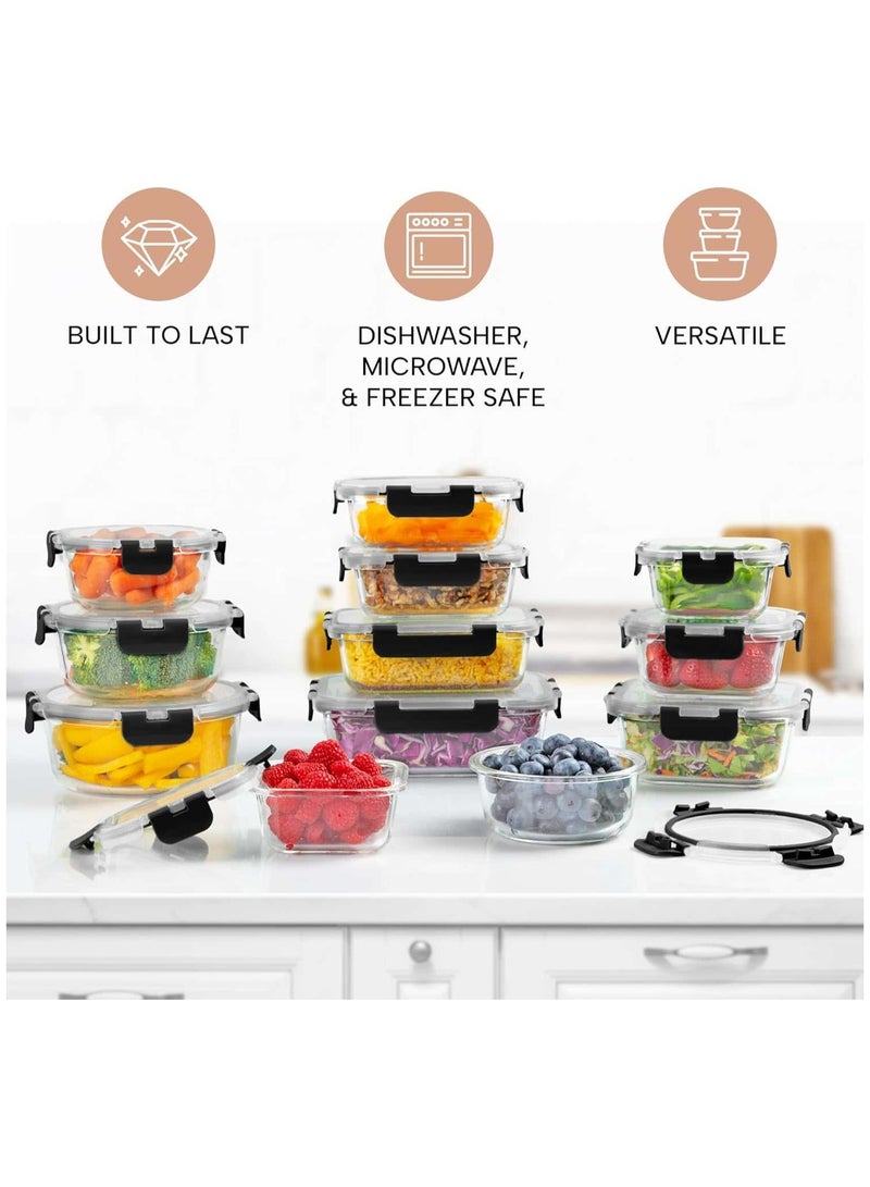 Anmi 12 Pack Glass Food Storage Containers with Lids, Bento Box Lunch Containers, Food Prep Lunch Box Microwave, Freezer and Dishwasher - Image 4