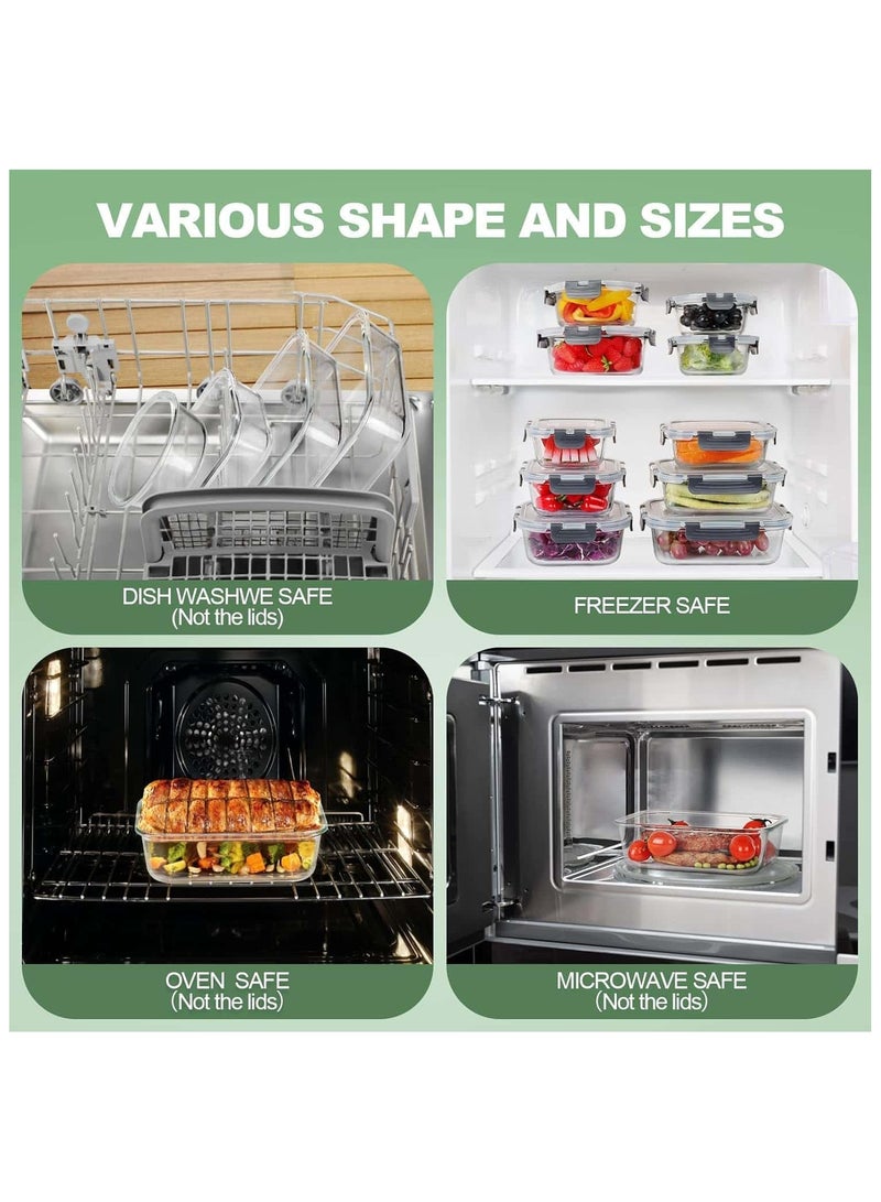 Anmi 12 Pack Glass Food Storage Containers with Lids, Bento Box Lunch Containers, Food Prep Lunch Box Microwave, Freezer and Dishwasher - Image 5