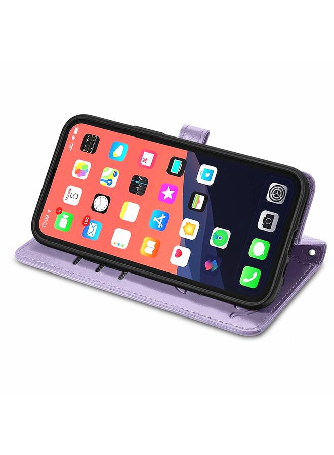 زبون جراب لهاتف iPhone 13، جراب جلدي أفقي منقوش عليه قطة وكلب لطيف مع حامل وفتحات للبطاقات ومحفظة وحبل لهاتف iPhone 13 - Image 4