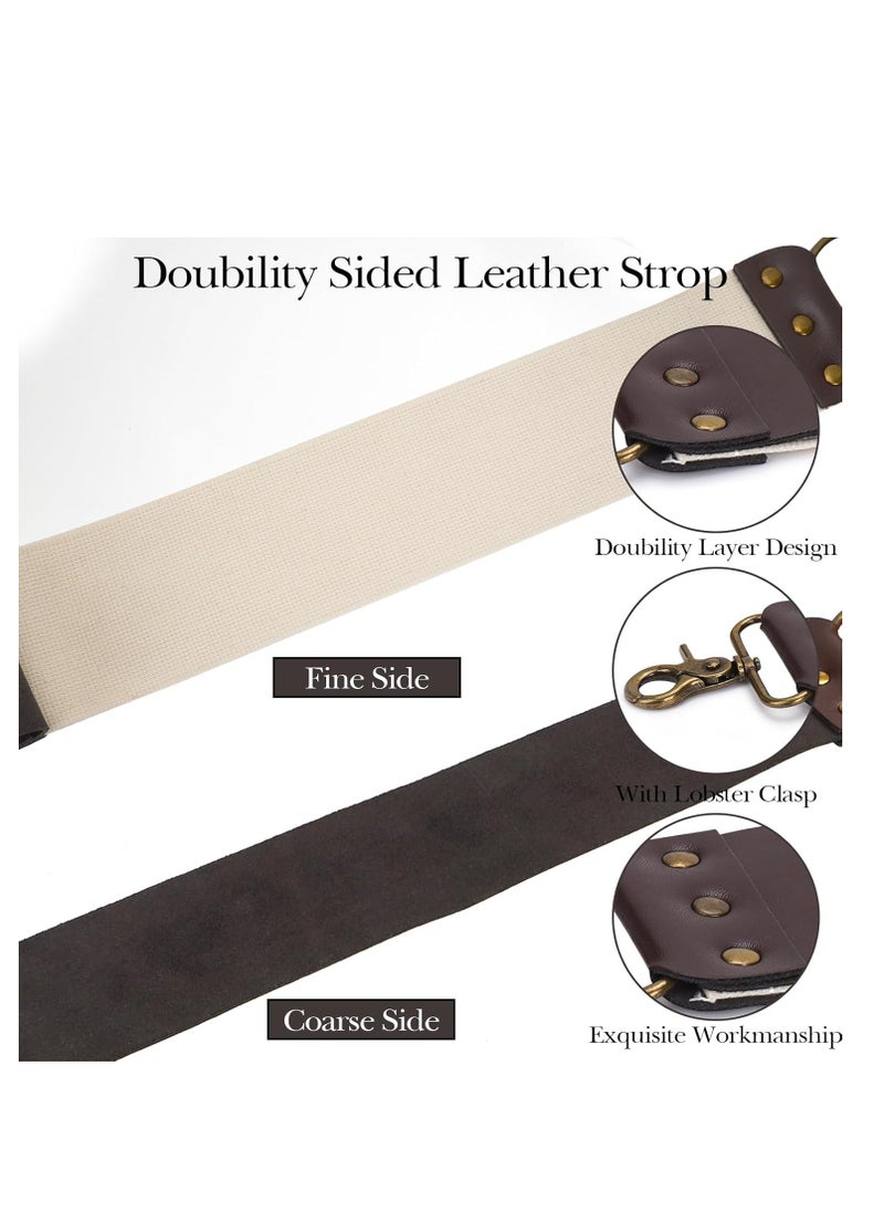 Linkidea - Linkidea Straight Razor Leather Strop for Sharpening, Leather Strop Razor Strops, Hair Removal Folding Razor, Straight Razor Sharpening Belt (Brown) - Image 1
