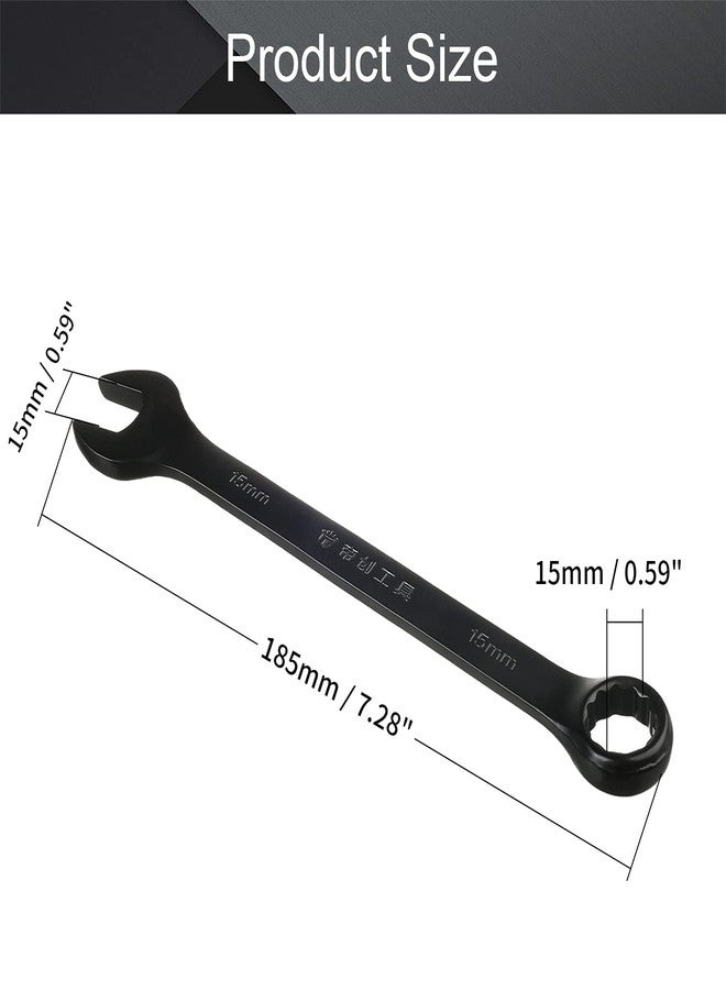 اتول مارت مفتاح ربط Utoolmart متعدد الفتحات مقاس 15 مم، مفتاح ربط سقاطة 12 نقطة، طلاء كهربي أسود Cr-V، طول 185 مم للإصلاح للاستخدام الصناعي - Image 2