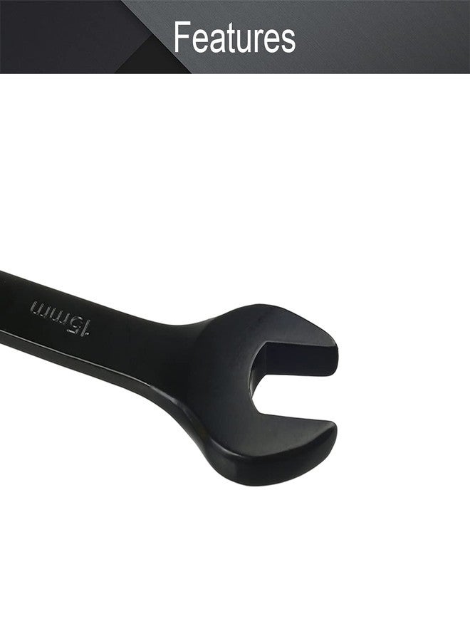 اتول مارت مفتاح ربط Utoolmart متعدد الفتحات مقاس 15 مم، مفتاح ربط سقاطة 12 نقطة، طلاء كهربي أسود Cr-V، طول 185 مم للإصلاح للاستخدام الصناعي - Image 3