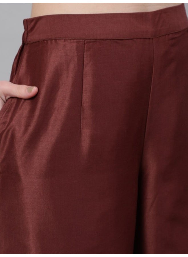 AKS Brown Sequin Kurta Palazzo With Gota Work Dupatta - Image 3