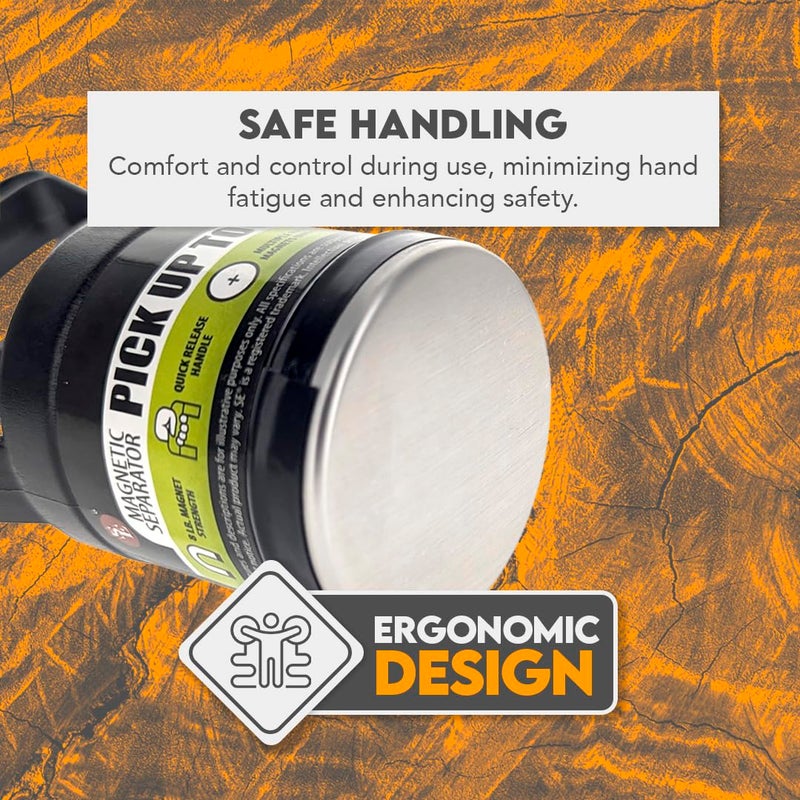 SE Magnetic Separator Pick-Up Tool with Quick Release - 8 lb Capacity, Rubberized Grip Handle, Ideal for Metal Shavings and Ferrous Object Retrieval PM6550 - Image 5