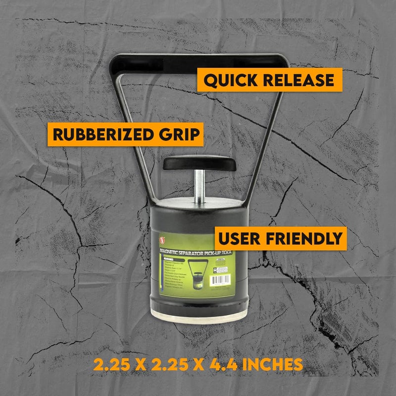 SE Magnetic Separator Pick-Up Tool with Quick Release - 8 lb Capacity, Rubberized Grip Handle, Ideal for Metal Shavings and Ferrous Object Retrieval PM6550 - Image 4