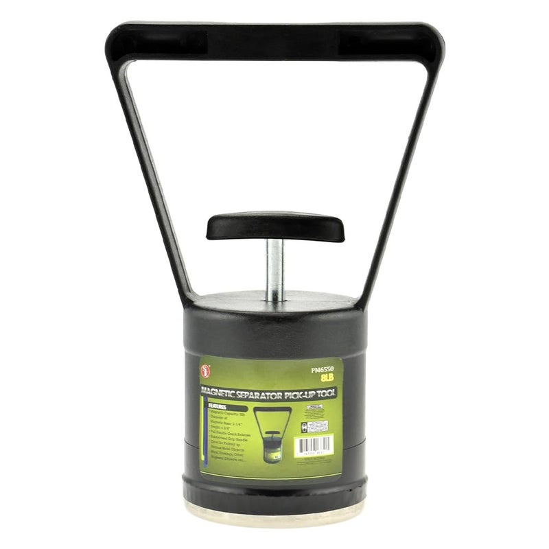 SE Magnetic Separator Pick-Up Tool with Quick Release - 8 lb Capacity, Rubberized Grip Handle, Ideal for Metal Shavings and Ferrous Object Retrieval PM6550 - Image 1