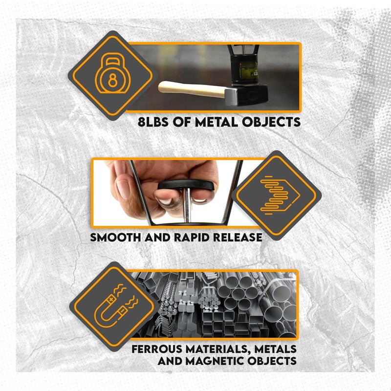 SE Magnetic Separator Pick-Up Tool with Quick Release - 8 lb Capacity, Rubberized Grip Handle, Ideal for Metal Shavings and Ferrous Object Retrieval PM6550 - Image 2