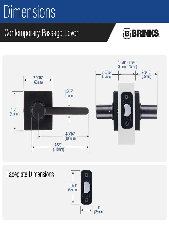 BRINKS - Contemporary Non-Locking Interior Door Lever, Tuscan Bronze - Designed for Sleek and Modern Homes and Blends Seamlessly with Interior Décor (E2427-150) - Image 5