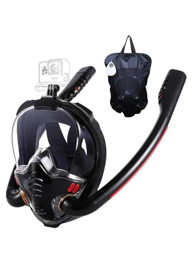 HOOKOR Full Face Snorkel Mask for Adults, Diving and Snorkeling Universal Fit Double Tube Breath Separation Camera Stand Anti-fog Mirror Independent Exhaust Valve - Image 1