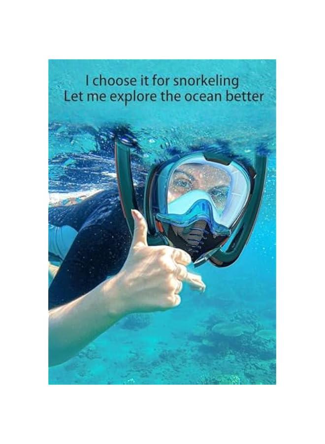 HOOKOR Full Face Snorkel Mask for Adults, Diving and Snorkeling Universal Fit Double Tube Breath Separation Camera Stand Anti-fog Mirror Independent Exhaust Valve - Image 2