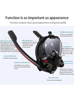 HOOKOR Full Face Snorkel Mask for Adults, Diving and Snorkeling Universal Fit Double Tube Breath Separation Camera Stand Anti-fog Mirror Independent Exhaust Valve  - Image 4