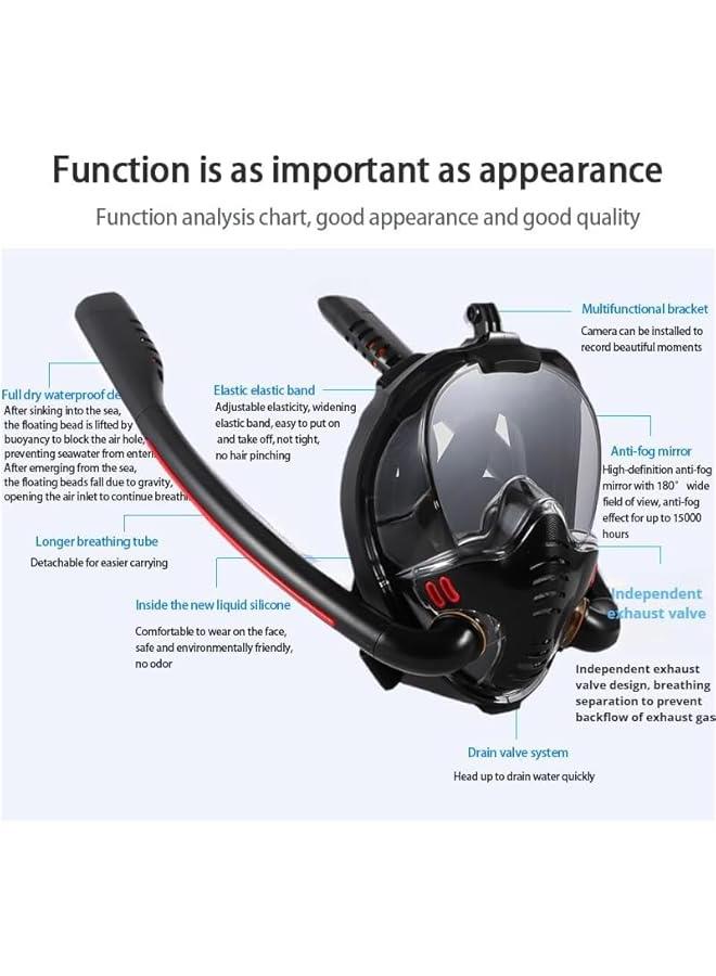HOOKOR Full Face Snorkel Mask for Adults, Diving and Snorkeling Universal Fit Double Tube Breath Separation Camera Stand Anti-fog Mirror Independent Exhaust Valve - Image 4