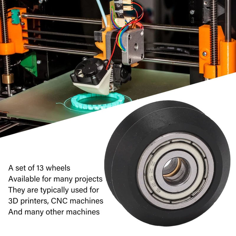 13 Pcs 3D Printer POM V Shape Wheel Set With 625ZZ Bearing Black - Image 3