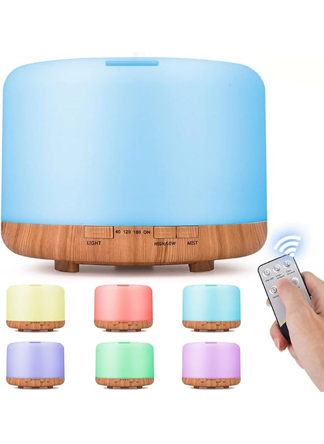 erorex - Upgraded Essential Oil Diffuser 500Ml Ultrasonic Aromatherapy Air Vaporizer With 7 Color Lights And 4 Timer Fragrant Oil Cool Mist Humidifier With Auto Shut Off Function For Home Office - Image 1