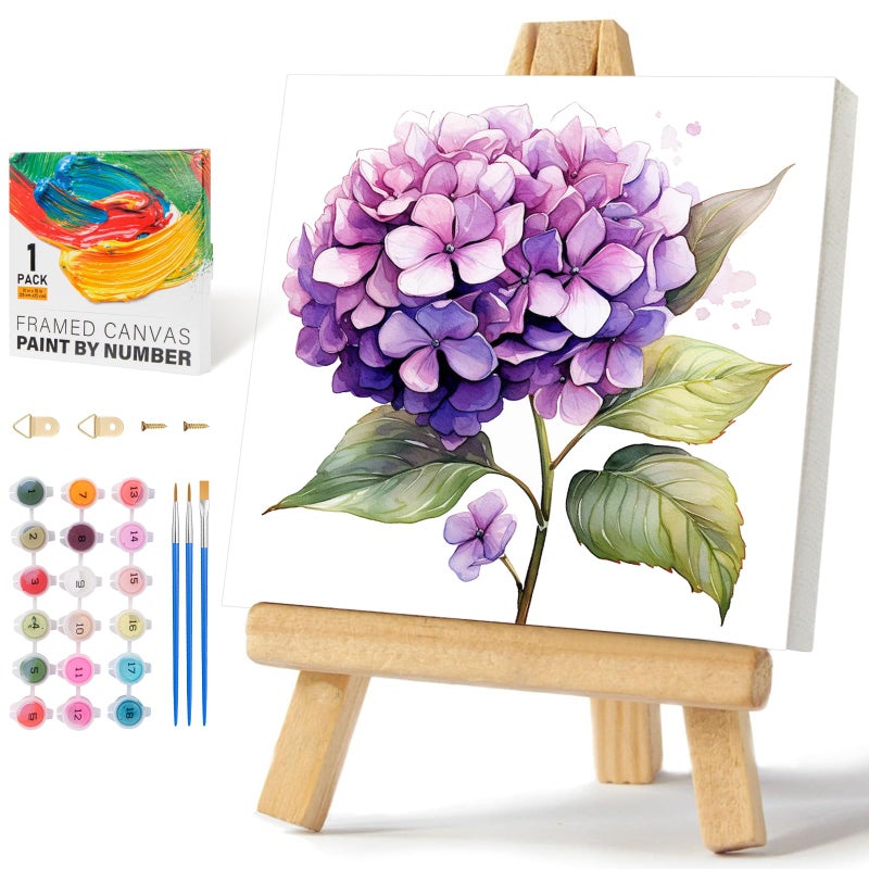 Offito Framed Paint by Numbers Kit for Adults Beginners Kids Ages 812 Flowers Acrylic Easy Paint by Number with Frame Watercolor Paint by Number Kits on Canvas Framed 10 10 Inch without Easel - Image 3