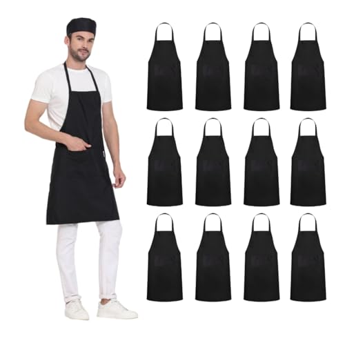 uniformer Apron for Men and Women | Durable & Stylish for Kitchen, Restaurant, Cafes | Ideal for Chefs, Bakers & Home Cooks | Easy to Clean | Unisex Design (Black_Pack of 12) - Image 1