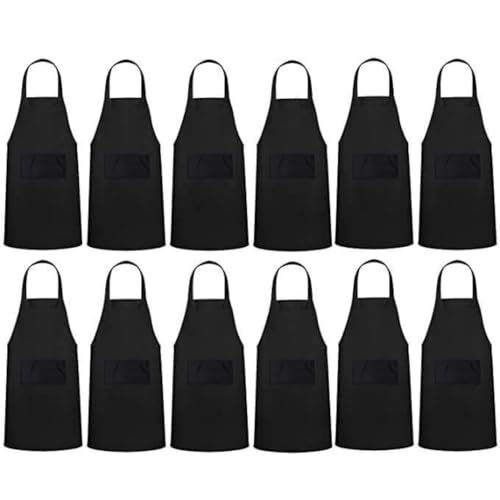 uniformer Apron for Men and Women | Durable & Stylish for Kitchen, Restaurant, Cafes | Ideal for Chefs, Bakers & Home Cooks | Easy to Clean | Unisex Design (Black_Pack of 12) - Image 2