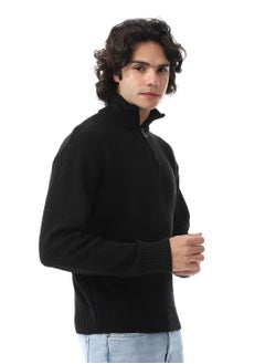 Andora Half-Zipper Long Sleeves Knitted Sweater_Black  - Image 2