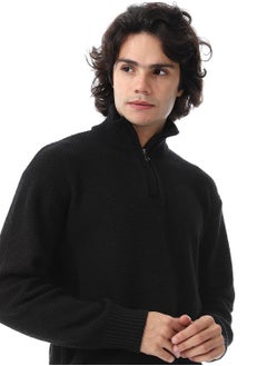 Andora Half-Zipper Long Sleeves Knitted Sweater_Black  - Image 4