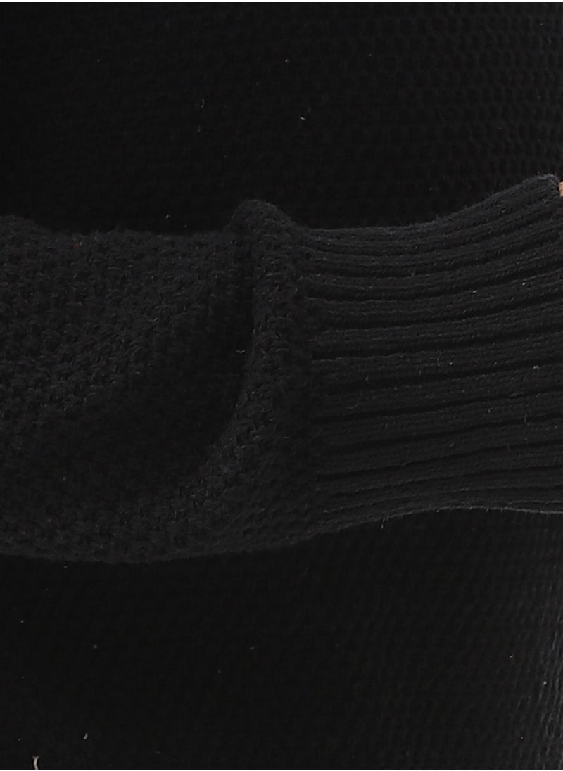Andora Half-Zipper Long Sleeves Knitted Sweater_Black  - Image 5