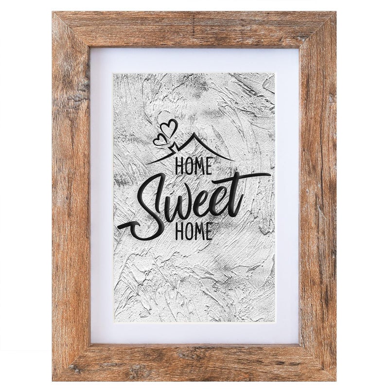 Califortree 5x7 Picture Frame - Can Display Photo 4x6 with Mat, Wood Frame with Shatterproof Plexiglass, Horizontal and Vertical Display for Wall and Tabletop, Rustic Brown - Image 1