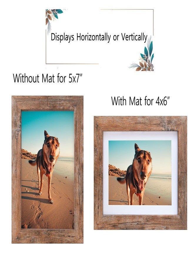 Califortree 5x7 Picture Frame - Can Display Photo 4x6 with Mat, Wood Frame with Shatterproof Plexiglass, Horizontal and Vertical Display for Wall and Tabletop, Rustic Brown - Image 2