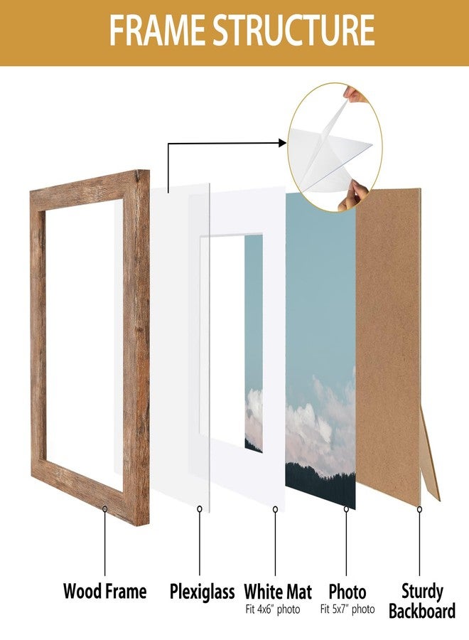 Califortree 5x7 Picture Frame - Can Display Photo 4x6 with Mat, Wood Frame with Shatterproof Plexiglass, Horizontal and Vertical Display for Wall and Tabletop, Rustic Brown - Image 3