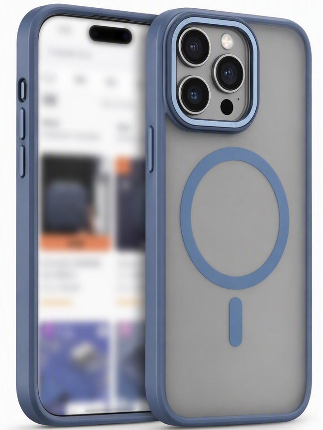 for iPhone 16 Pro Max Case Compatible with MagSafe,Magnetic Phone Case for iPhone 16 Pro Max,Skin-Friendly Hybrid TPU Hard Back Matte Cover,N52 Built-in Magnets,Metal Camera Frame Shockproof Case Navy Blue - Image 1