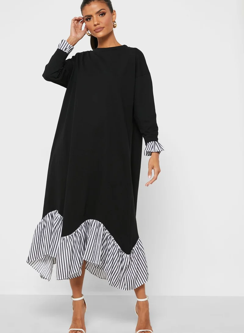 Desert Cove Flute Sleeve Ruffle Hem Dress