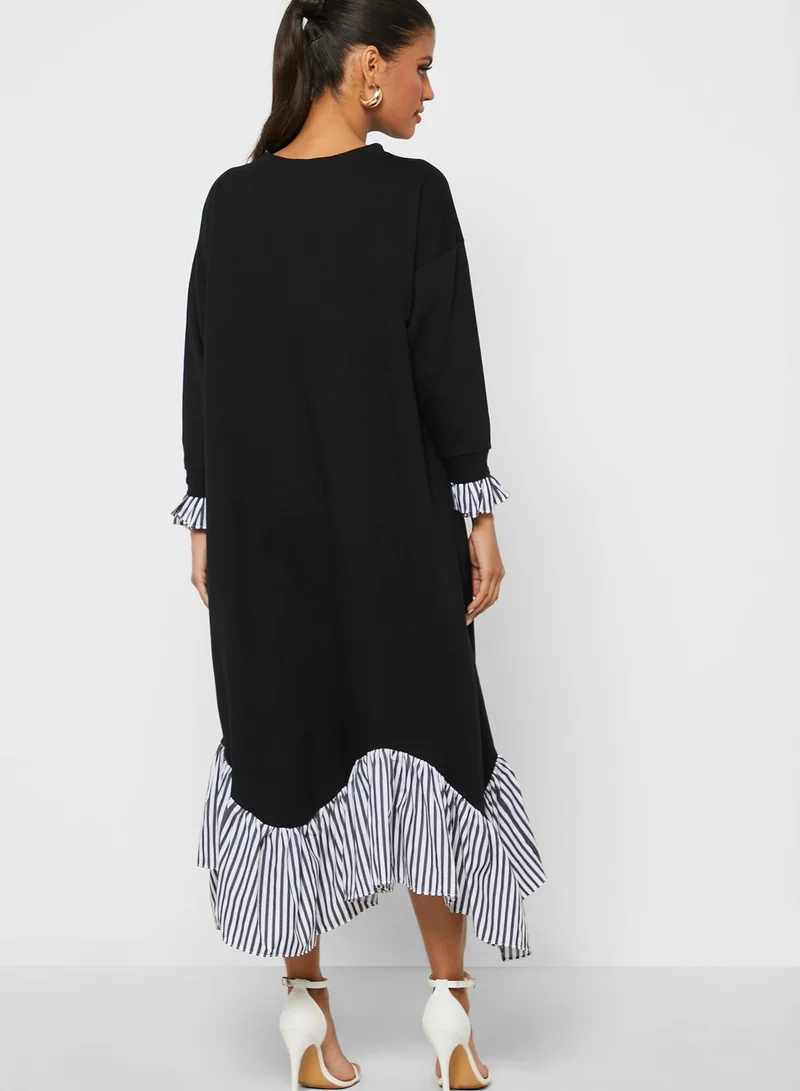 Desert Cove Flute Sleeve Ruffle Hem Dress