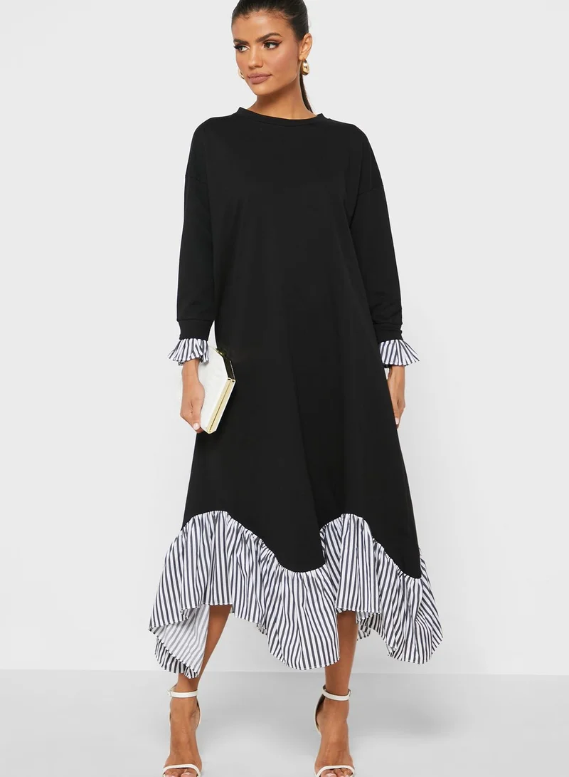 Desert Cove Flute Sleeve Ruffle Hem Dress