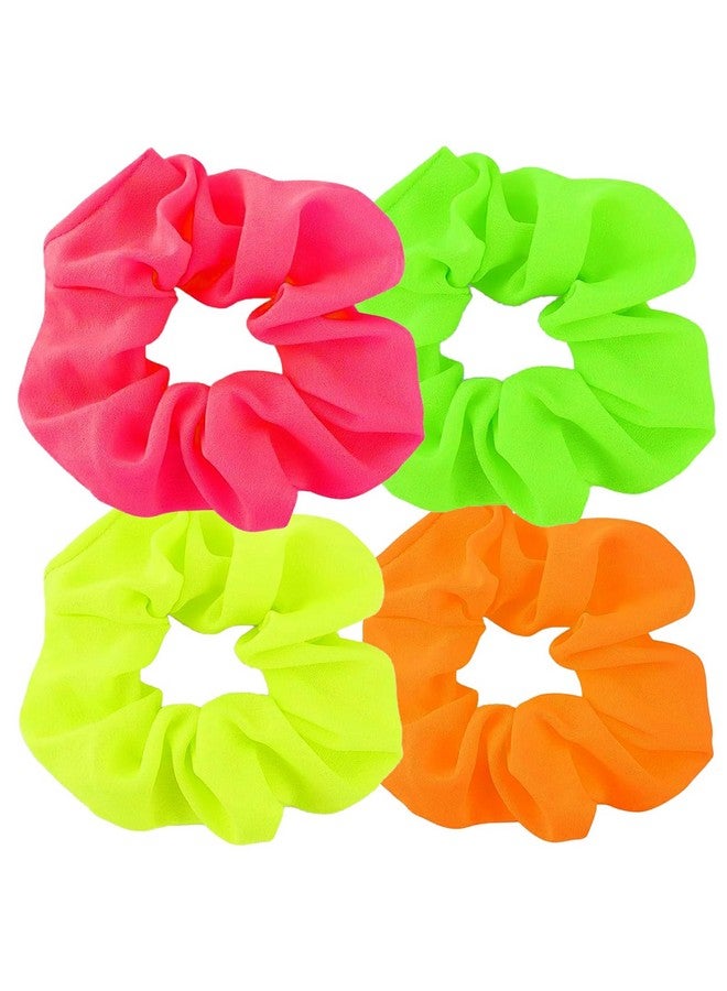 AUEAR, 8 Pack Neon Scrunchies, 80s Hair Accessories Bright Colors Scrunchy Premium Elastic ties Ponytail Bands for Women 90s Party Outfits Workout Costumes - Image 1