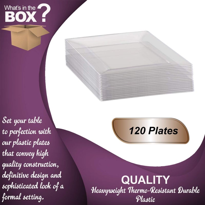 Smarty Had A Party Kaya Collection  Clear Square 1075 Dinner Plates  Fancy Disposable  Deluxe Quality  Hard Plastic  For Partys And Weddings 120 Count - Image 4