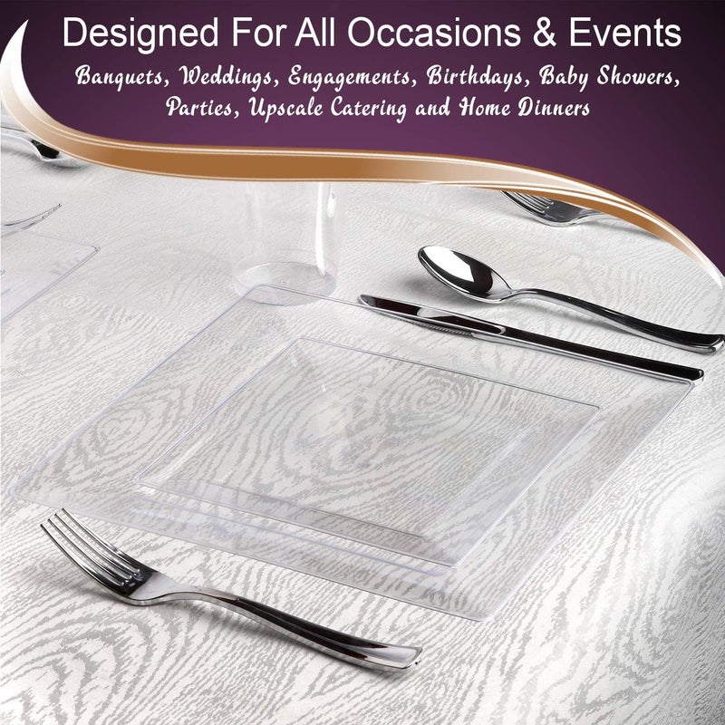 Smarty Had A Party Kaya Collection  Clear Square 1075 Dinner Plates  Fancy Disposable  Deluxe Quality  Hard Plastic  For Partys And Weddings 120 Count - Image 3