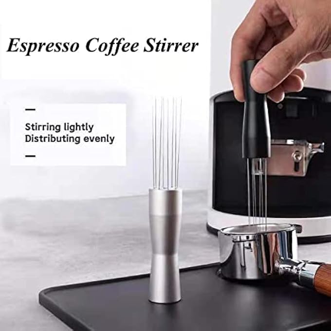 ECVV Espresso Coffee Stirrer Professional Barista Hand Distribution Tool Stainless Steel Needle Type Coffee Tamper Tool Stirring Tamper - Image 3