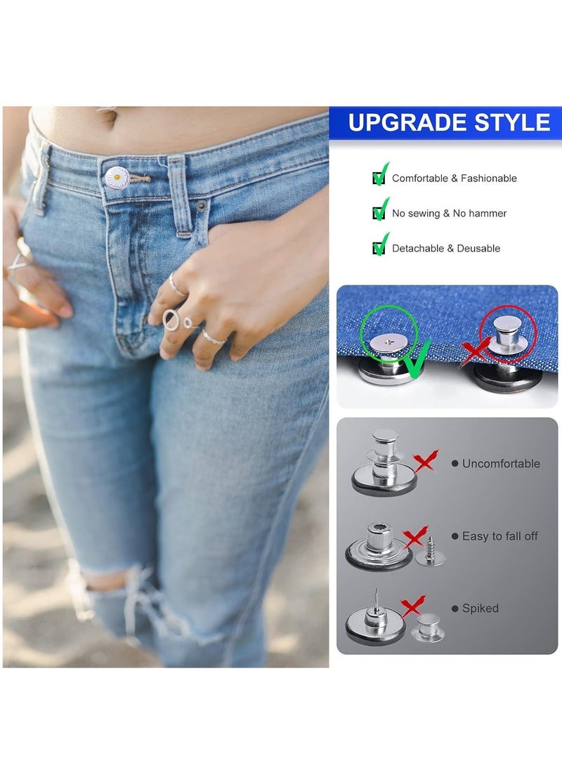 30Sets Replacement Jean Button No Sew Screw Buttons, 20mm Removable Adjustable Metal Button Repair Sewing Kit with Screwdrivers, Pants Waist Tightener for Men, Women  - Image 3
