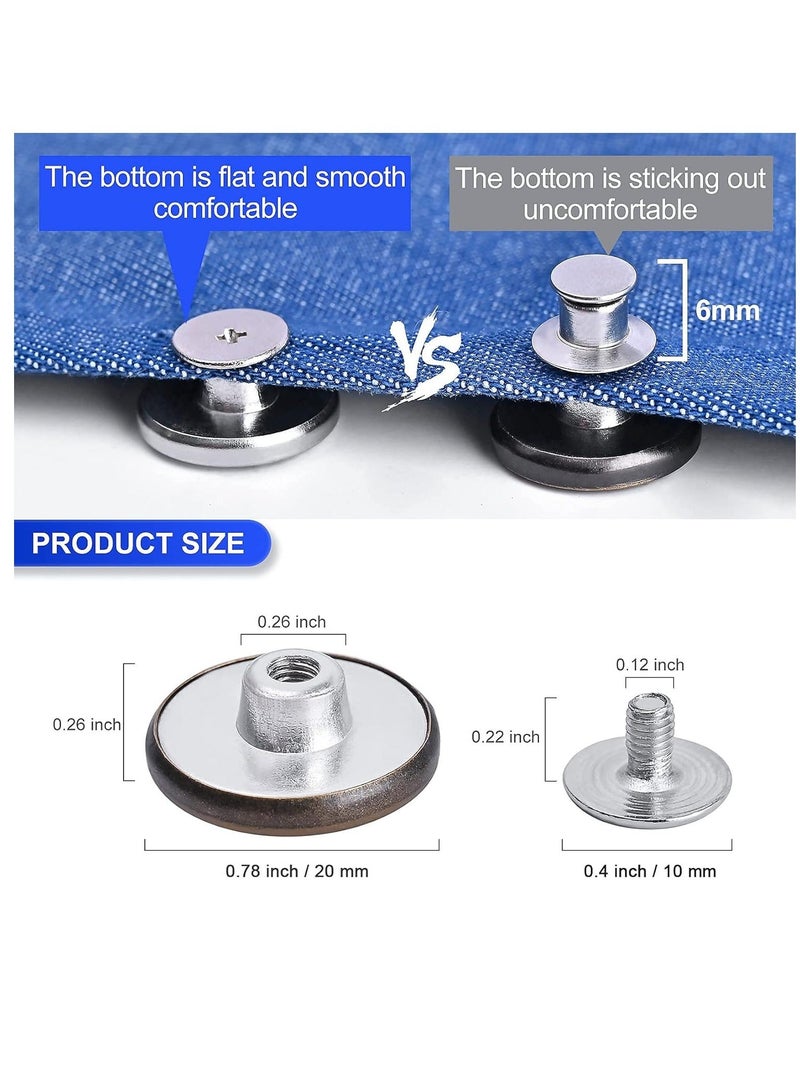 30Sets Replacement Jean Button No Sew Screw Buttons, 20mm Removable Adjustable Metal Button Repair Sewing Kit with Screwdrivers, Pants Waist Tightener for Men, Women  - Image 5