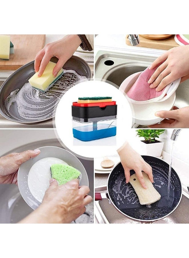 KBS 2 in 1 Soap Dispenser for Kitchen Sink Accessories Dishwasher Liquid Holder Liquid Dispenser Pump 400 ML with Sponge Holder Bathroom Accessories Items (Black) - Image 3