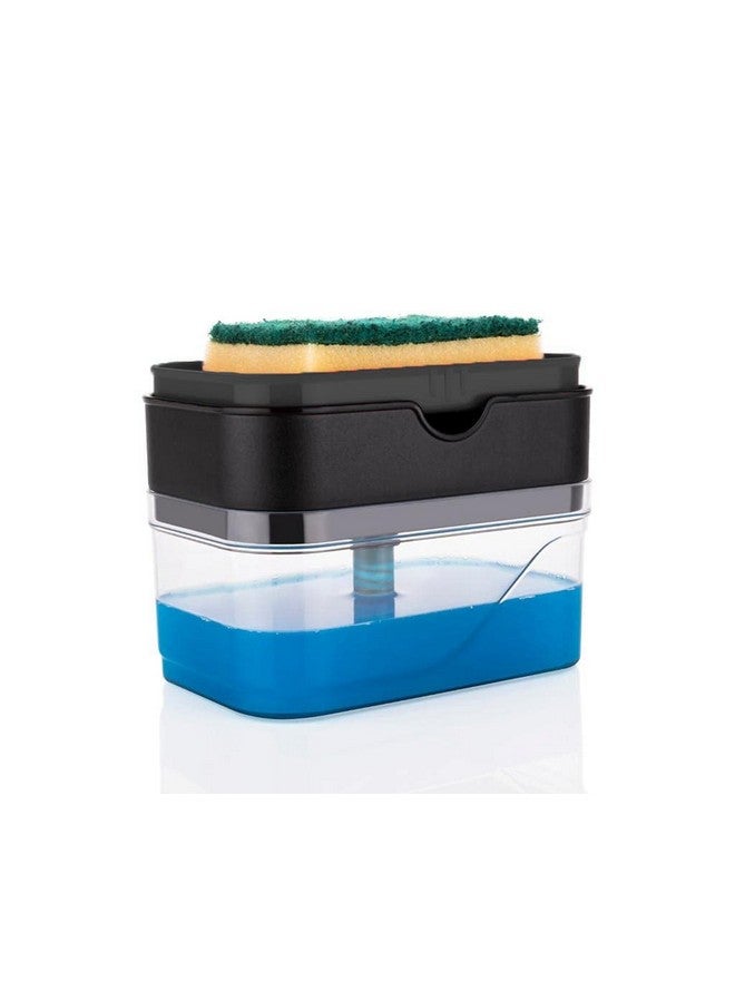 KBS 2 in 1 Soap Dispenser for Kitchen Sink Accessories Dishwasher Liquid Holder Liquid Dispenser Pump 400 ML with Sponge Holder Bathroom Accessories Items (Black) - Image 2