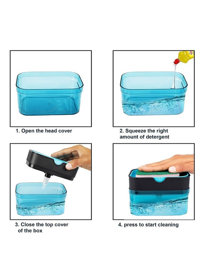 KBS 2 in 1 Soap Dispenser for Kitchen Sink Accessories Dishwasher Liquid Holder Liquid Dispenser Pump 400 ML with Sponge Holder Bathroom Accessories Items (Black) - Image 4