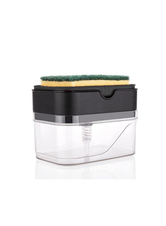 KBS 2 in 1 Soap Dispenser for Kitchen Sink Accessories Dishwasher Liquid Holder Liquid Dispenser Pump 400 ML with Sponge Holder Bathroom Accessories Items (Black) - Image 1