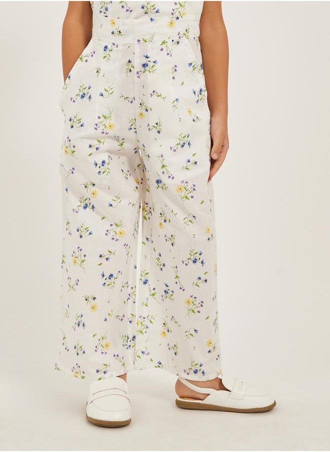 Styli Floral Printed Flat Front Pants  - Image 1