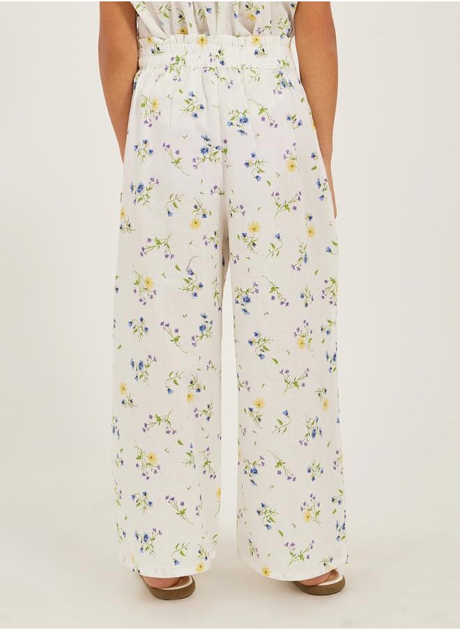 Styli Floral Printed Flat Front Pants  - Image 4